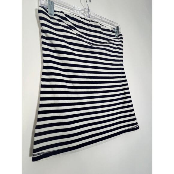 Rachel Roy Navy Blue & White Horitzontal Stripes Strapless Bandeau Top Size L - Picture 2 of 7